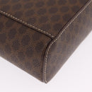 CELINE Macadam Vanity Cosmetic Pouch PVC Brown Gold Tone Auth ki6895M-16