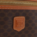 CELINE Macadam Vanity Cosmetic Pouch PVC Brown Gold Tone Auth ki6895M-18