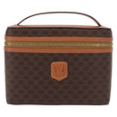 CELINE Macadam Vanity Cosmetic Pouch PVC Brown Gold Tone Auth ki6895M-13