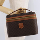 CELINE Macadam Vanity Cosmetic Pouch PVC Brown Gold Tone Auth ki6895M-23