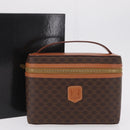 CELINE Macadam Vanity Cosmetic Pouch PVC Brown Gold Tone Auth ki6895M-12