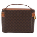 CELINE Macadam Vanity Cosmetic Pouch PVC Brown Gold Tone Auth ki6895M-2
