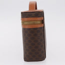 CELINE Macadam Vanity Cosmetic Pouch PVC Brown Gold Tone Auth ki6895M-3