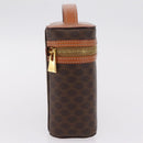 CELINE Macadam Vanity Cosmetic Pouch PVC Brown Gold Tone Auth ki6895M-4