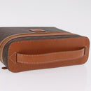 CELINE Macadam Vanity Cosmetic Pouch PVC Brown Gold Tone Auth ki6895M-6