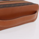 CELINE Macadam Vanity Cosmetic Pouch PVC Brown Gold Tone Auth ki6895M-7