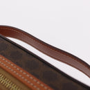 CELINE Macadam Vanity Cosmetic Pouch PVC Brown Gold Tone Auth ki6895M-8