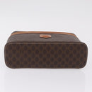 CELINE Macadam Vanity Cosmetic Pouch PVC Brown Gold Tone Auth ki6895M-5