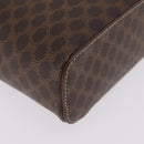CELINE Macadam Vanity Cosmetic Pouch PVC Brown Gold Tone Auth ki6896M-11