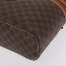 CELINE Macadam Vanity Cosmetic Pouch PVC Brown Gold Tone Auth ki6896M-12