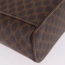 CELINE Macadam Vanity Cosmetic Pouch PVC Brown Gold Tone Auth ki6896M-13