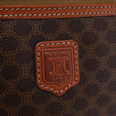CELINE Macadam Vanity Cosmetic Pouch PVC Brown Gold Tone Auth ki6896M-16