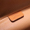 CELINE Macadam Vanity Cosmetic Pouch PVC Brown Gold Tone Auth ki6896M-17