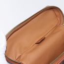 CELINE Macadam Vanity Cosmetic Pouch PVC Brown Gold Tone Auth ki6896M-18