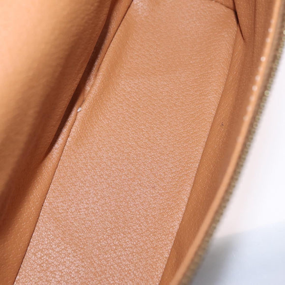 CELINE Macadam Vanity Cosmetic Pouch PVC Brown Gold Tone Auth ki6896M