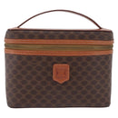 CELINE Macadam Vanity Cosmetic Pouch PVC Brown Gold Tone Auth ki6896M-2