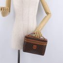 CELINE Macadam Vanity Cosmetic Pouch PVC Brown Gold Tone Auth ki6896M-23