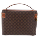 CELINE Macadam Vanity Cosmetic Pouch PVC Brown Gold Tone Auth ki6896M-3
