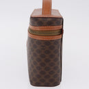 CELINE Macadam Vanity Cosmetic Pouch PVC Brown Gold Tone Auth ki6896M-4