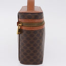 CELINE Macadam Vanity Cosmetic Pouch PVC Brown Gold Tone Auth ki6896M-5