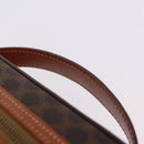 CELINE Macadam Vanity Cosmetic Pouch PVC Brown Gold Tone Auth ki6896M-8