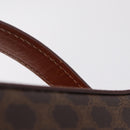CELINE Macadam Vanity Cosmetic Pouch PVC Brown Gold Tone Auth ki6896M-9