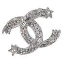 CHANEL Brooch Metal Silver CC Auth ki6897M-1