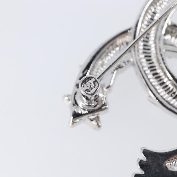 CHANEL Brooch Metal Silver CC Auth ki6897M