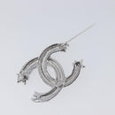 CHANEL Brooch Metal Silver CC Auth ki6897M-13