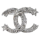 CHANEL Brooch Metal Silver CC Auth ki6897M-2