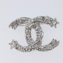 CHANEL Brooch Metal Silver CC Auth ki6897M-4