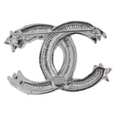 CHANEL Brooch Metal Silver CC Auth ki6897M-6