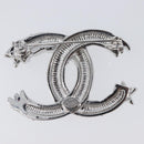 CHANEL Brooch Metal Silver CC Auth ki6897M-8
