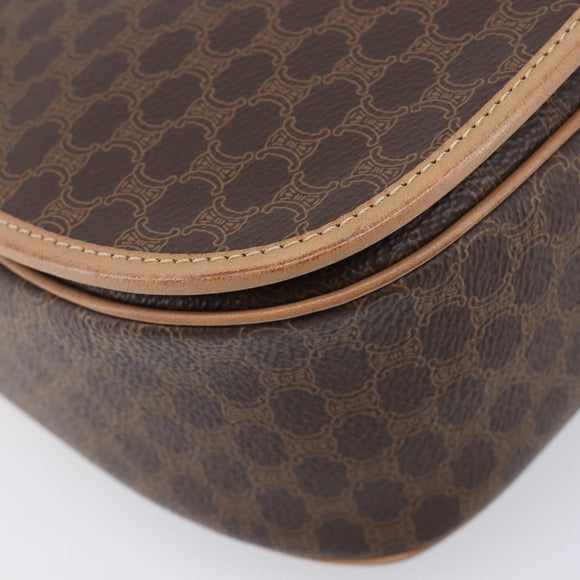 CELINE Macadam Canvas Shoulder Bag PVC Leather Brown Gold Auth ki6901A
