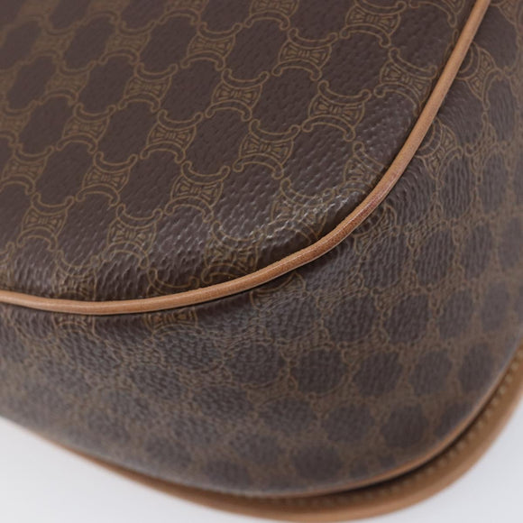 CELINE Macadam Canvas Shoulder Bag PVC Leather Brown Gold Auth ki6901A
