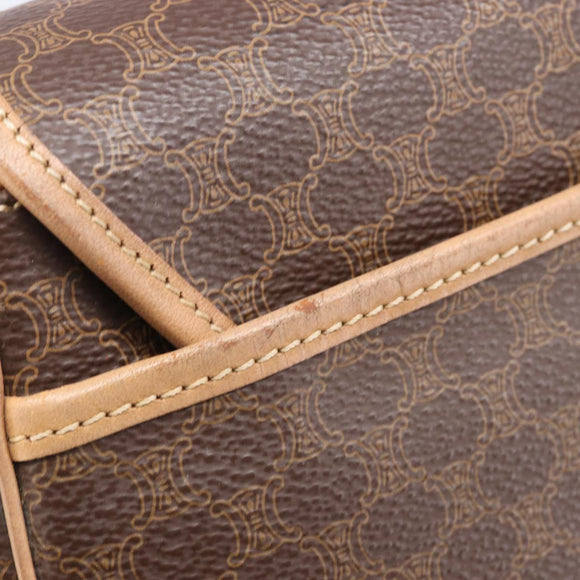 CELINE Macadam Canvas Shoulder Bag PVC Leather Brown Gold Auth ki6901A