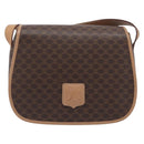 CELINE Macadam Canvas Shoulder Bag PVC Leather Brown Gold Auth ki6901A-13