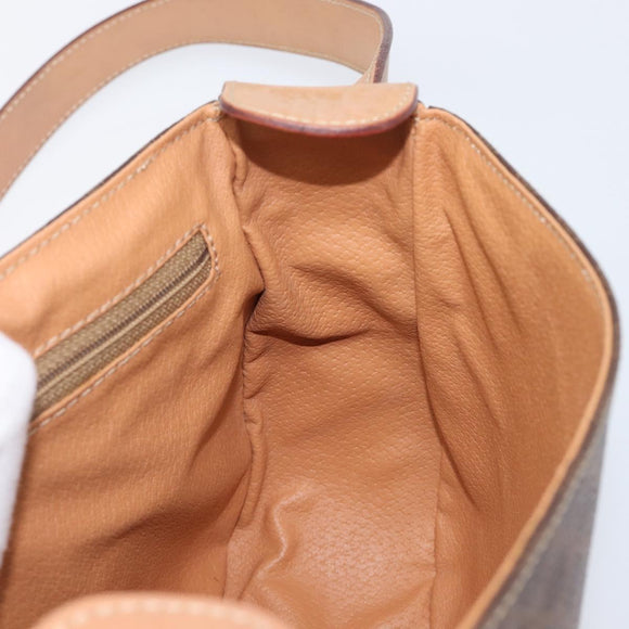 CELINE Macadam Canvas Shoulder Bag PVC Leather Brown Gold Auth ki6901A