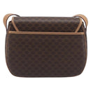 CELINE Macadam Canvas Shoulder Bag PVC Leather Brown Gold Auth ki6901A-2