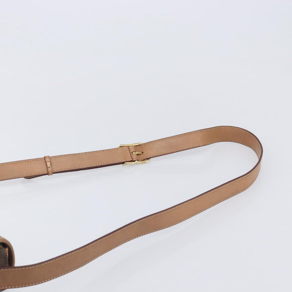 CELINE Macadam Canvas Shoulder Bag PVC Leather Brown Gold Auth ki6901A