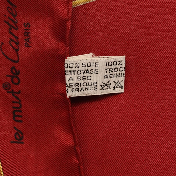 Cartier Scarf Silk Red Auth ki6903