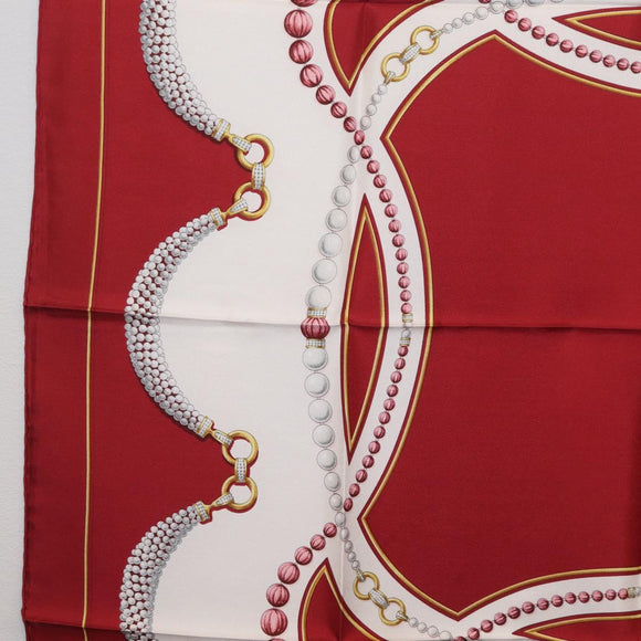 Cartier Scarf Silk Red Auth ki6903