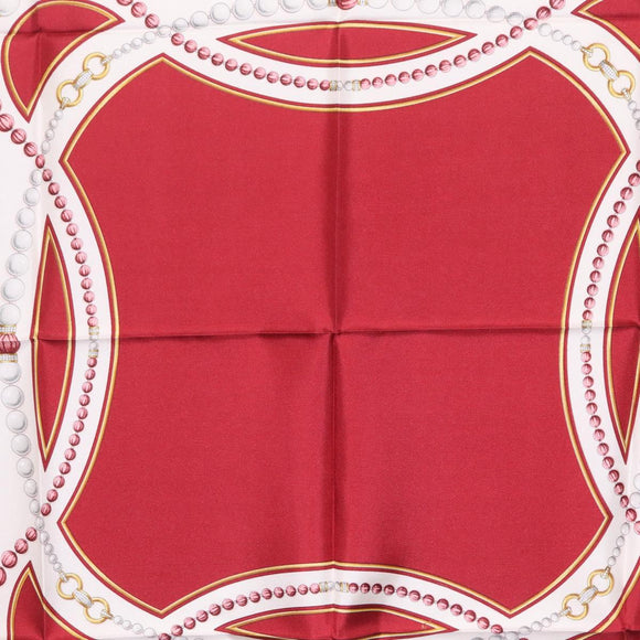Cartier Scarf Silk Red Auth ki6903