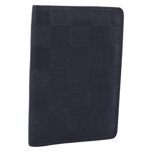 LOUIS VUITTON Damier Infini Organizer Dupoch Card Case Navy N60330 Auth ki6905M