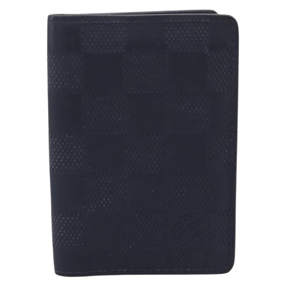 LOUIS VUITTON Damier Infini Organizer Dupoch Card Case Navy N60330 Auth ki6905M