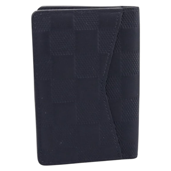LOUIS VUITTON Damier Infini Organizer Dupoch Card Case Navy N60330 Auth ki6905M