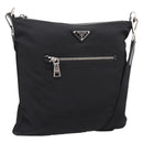PRADA Shoulder Bag Nylon Black Silver Auth ki6913A-1