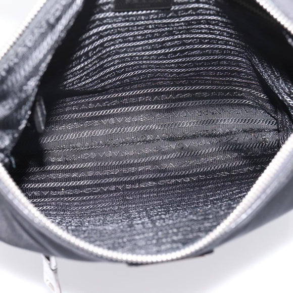 PRADA Shoulder Bag Nylon Black Silver Auth ki6913A