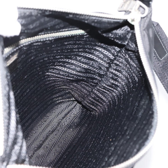 PRADA Shoulder Bag Nylon Black Silver Auth ki6913A