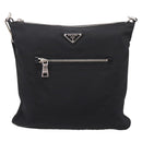 PRADA Shoulder Bag Nylon Black Silver Auth ki6913A-2